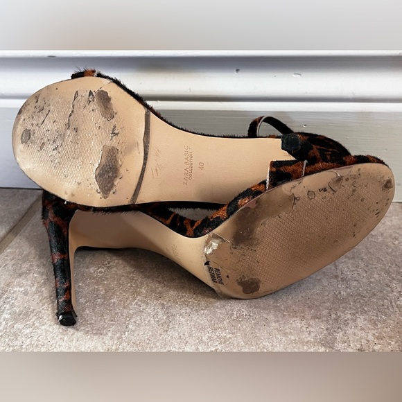 Zara Basics Pony Hair Leopard Print Stiletto Heels - Picture 6 of 9